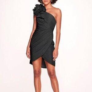 New Marchesa Black Holiday Ruched Dress Mini Party Feminine Contemporary Chic
